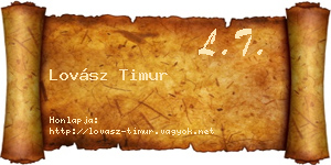 Lovász Timur névjegykártya